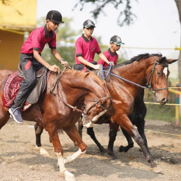 Cadets during horse riding training