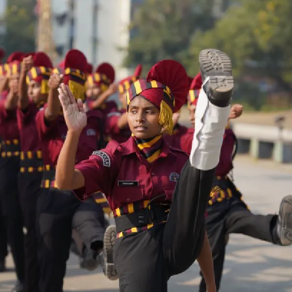 Cadets performing military parade drill
