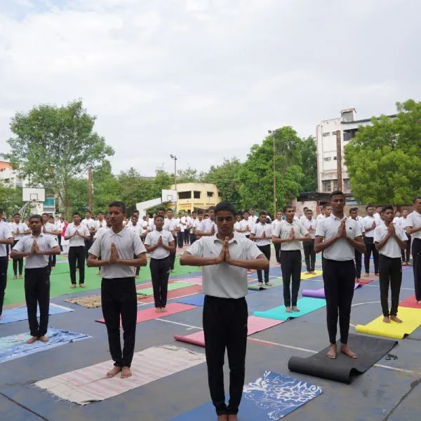 Students practicing yoga and physical training
