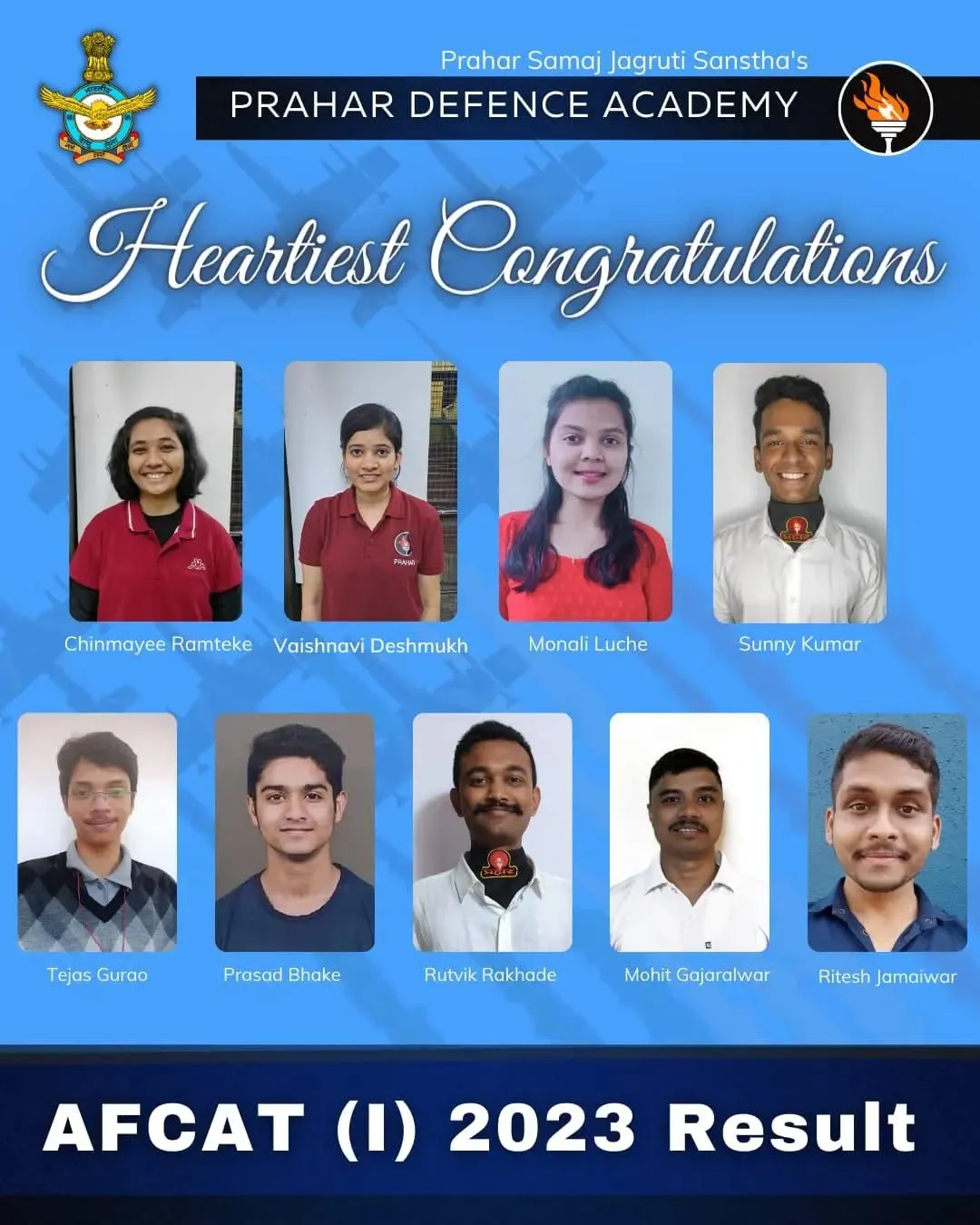 AFCAT result selected candidates