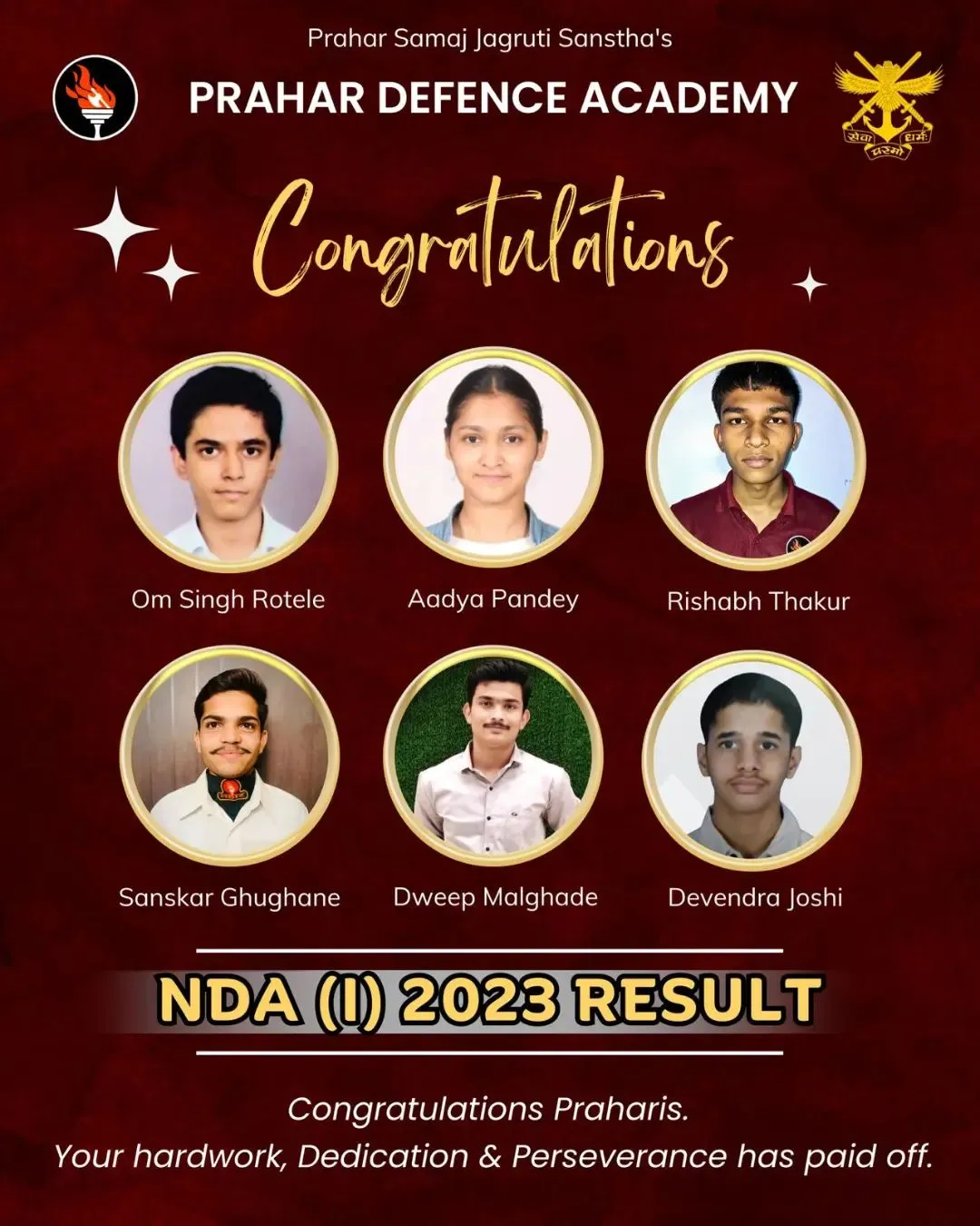 NDA result selected candidates